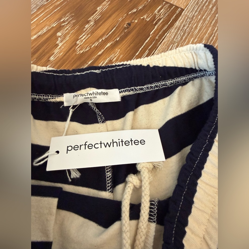 Perfectwhitetee Liz Tennessee Short in Natural & Navy Stripe NWT - Picture 9 of 12